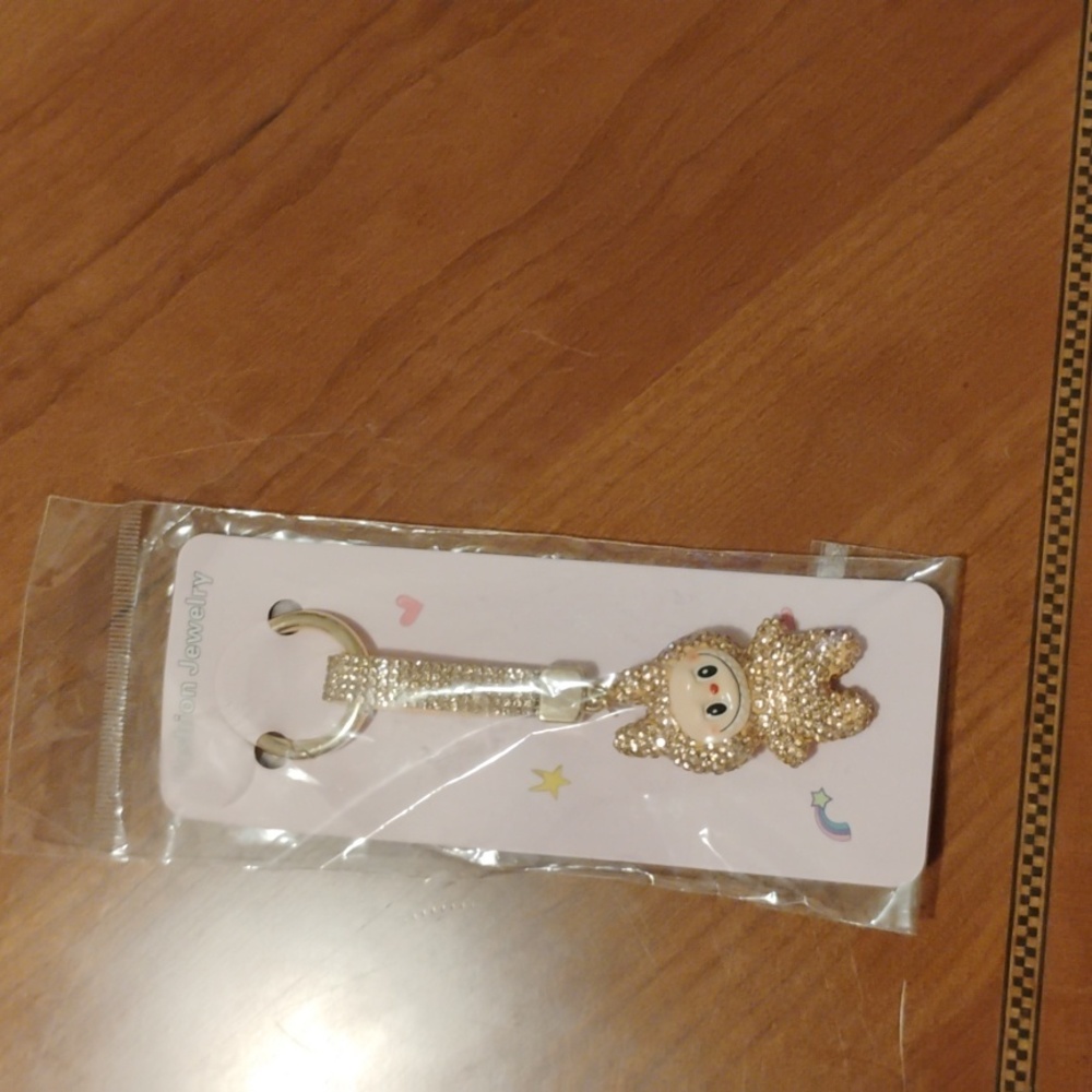 Cute Gold Labubu Themed Keychain